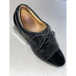 Vionic Captoe Dress Shoes Mens Size 9.5 M Black Leather Oxfords Block Heels